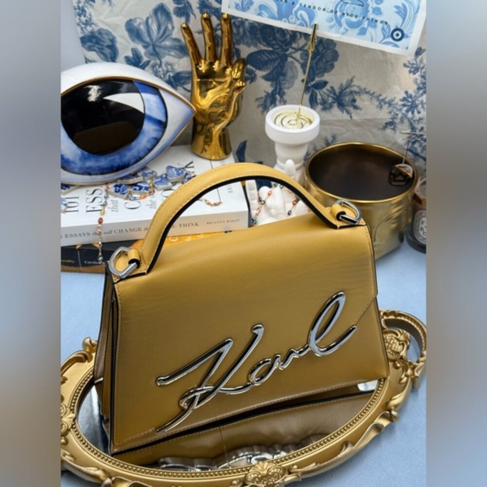 🆕 KARL LAGERFELD 🧿 NWOT K/Signature Medium Crossbody Bag, Trench Beige Yellow - Picture 16 of 16